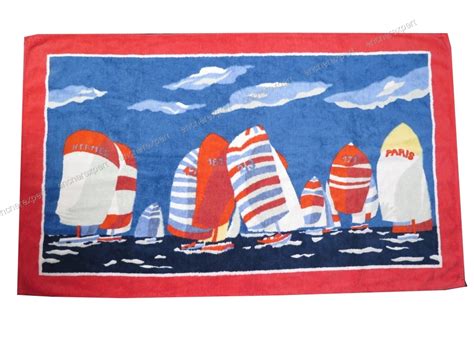 Drap de bain Yachting Hermès Coton Encre .